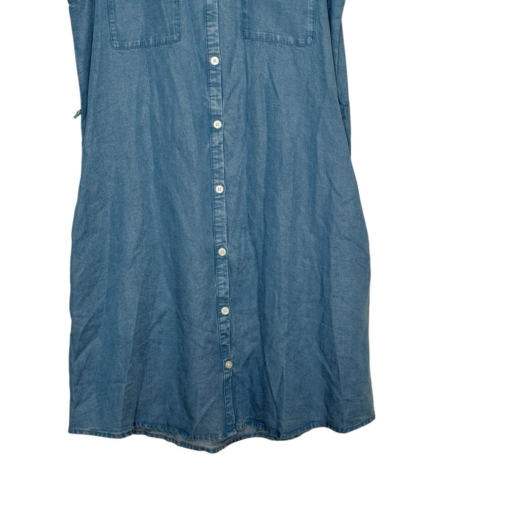 GAP Denim Button Front Dress Petite‎ S Chambray Sleeveless Cottagecore NWT - Picture 5 of 8